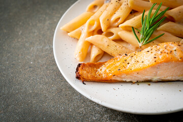 salmon with penne pasta cream sauce