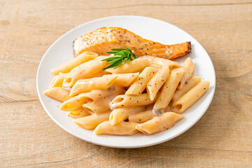 salmon with penne pasta cream sauce