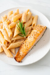 salmon with penne pasta cream sauce