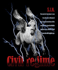 Majestic mythical Greek winged horse on a black background. 3d rendering