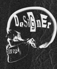 Vintage illustration of anatomy, human designer skull lateral view