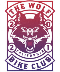 Purple fierce wolf  bolt Emblem, mascot head silhouette illustration