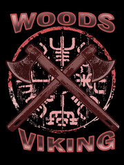 Woods viking wooden axe isolated on a black background vector illustration