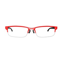 Round glasses with red frames