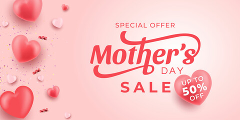 Realistic banner Mother's Day Sale Vector design Template