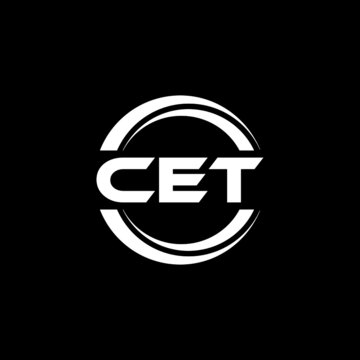 CET letter logo design with black background in illustrator, vector logo modern alphabet font overlap style. calligraphy designs for logo, Poster, Invitation, etc.