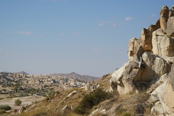 Fototapeta na wymiar Historical rock mountain view in Goreme Turkey