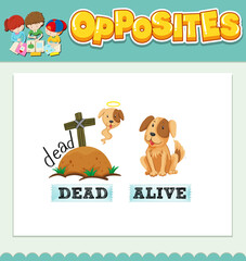 Opposite words for dead and alive