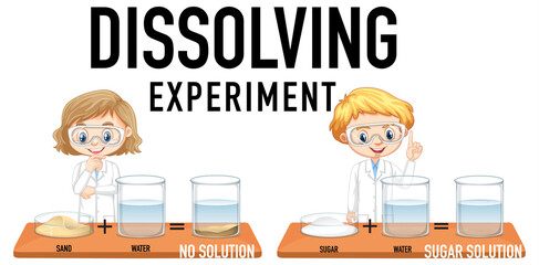 Dissolving science experiment with sand and water