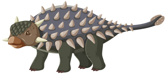 A dinosaur ankylosaurus on white background