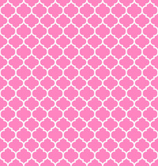 Pink Moroccan pattern with white edge. White border on pink surface.