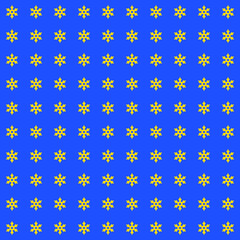 Yellow ninja weapon on blue background. Star shape pattern.