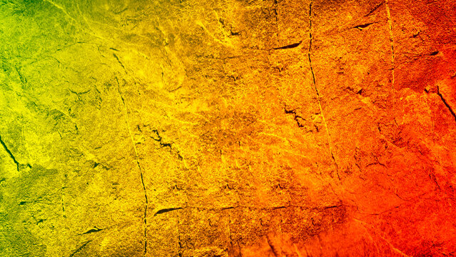Green yellow orange abstract background. Gradient. Painted concrete surface wall. Close-up. Colorful background with space for design.