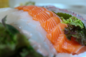 There's fresh salmon on the table.