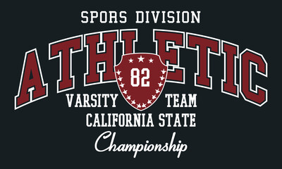 California Sports division Athletic Original typography for t-shirt print. Apparel fashion design	