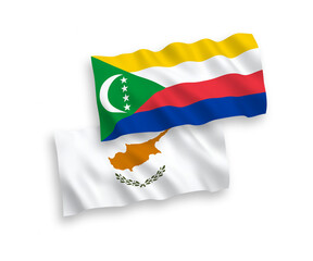 Flags of Cyprus and Union of the Comoros on a white background