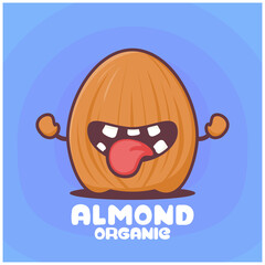almond cartoon. nuts vector illustration