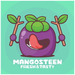 mangosteen cartoon. fruits vector illustration
