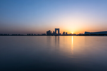 Fototapeta premium Sunset in Suzhou City Center