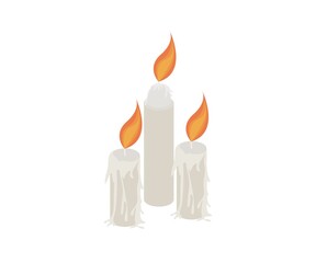 Isometric style illustration of a burning candle