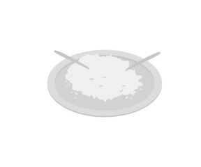 Isometric style illustration of rice on a plate