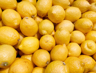 Fresh Lemons Background .Lemons in supermarket 