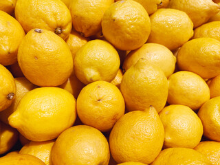 Fresh Lemons Background .Lemons in supermarket 