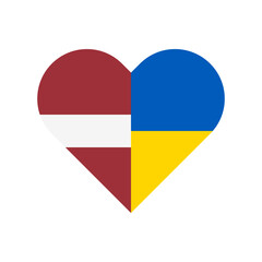 heart shape icon with latvia and ukraine flag. vector illustration isolated on white background