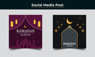 Ramadan Kareem modern Islamic social media post design template