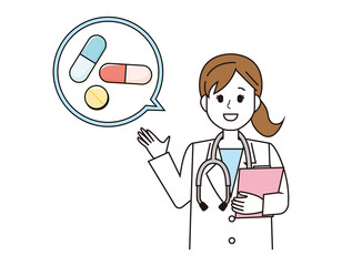女性の医師　医療従事者　イラスト