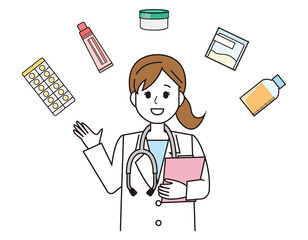 女性の医師　医療従事者　イラスト