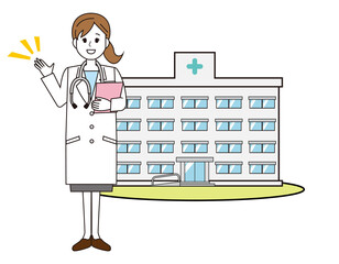 女性の医師　医療従事者　イラスト