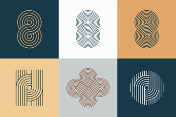 Geometric stripy pattern, design line art shape. Vector linear clipart, editable stroke - obrazy, fototapety, plakaty