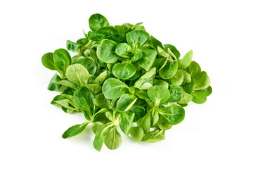Spinach salad, isolated on white background.