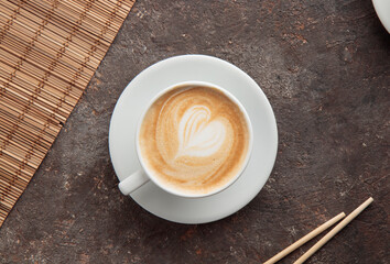 Cappuccino with heart in the cup 