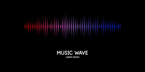 Vector illustration of music wave in the form of the equalizer - obrazy, fototapety, plakaty