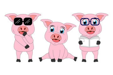 cute pig animal cartoon graphic