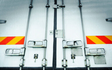 Shipping Cargo Container Steel Door. Safety Locked the Door of Cargo Transport	