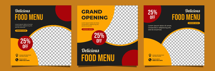 Delicious food menu social media banner template design