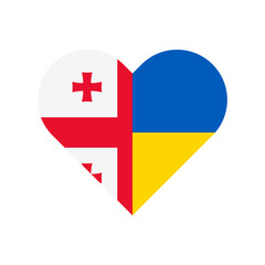 heart shape icon with georgia and ukraine flags. vector illustration isolated on white background