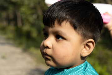 Portrait Of Young Indian Toddler Boy In Ethnic Indian Dress With Funny Expression On Face