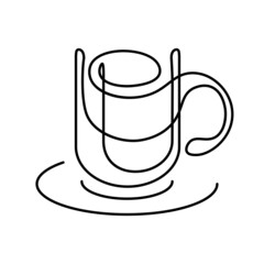 One line coffee cup. Vector illustration.