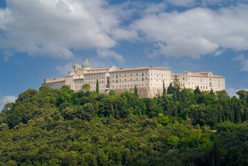 Fototapeta na wymiar Cassino, Italy - June 2000: View on Monastery at Monte Cassino