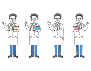 男性の医師　医療従事者　イラスト