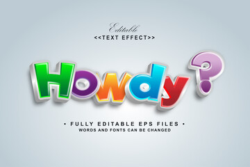 editable cartoon howdy text effect perfect for promotional banner.typhography logo