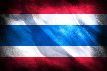The flag of Thailand in the national colors on a retro background