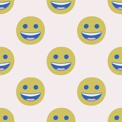 Seamless vector facial expression pattern. Repeat chat emoji background for fabric, textile, wrapping, cover etc.