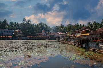 Kotitheertha temple tank in the centre of the town, Gokarna, India