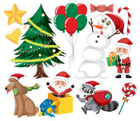 Christmas set with tree and decorations