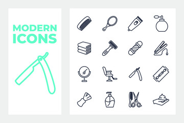 Barber shop set icon symbol template for graphic and web design collection logo vector illustration